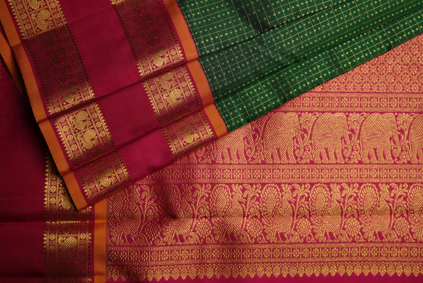 Ambaram Kanjivaram Silk Saree -AMB-MRGRGD-055 (3 Gram Gold Zari)