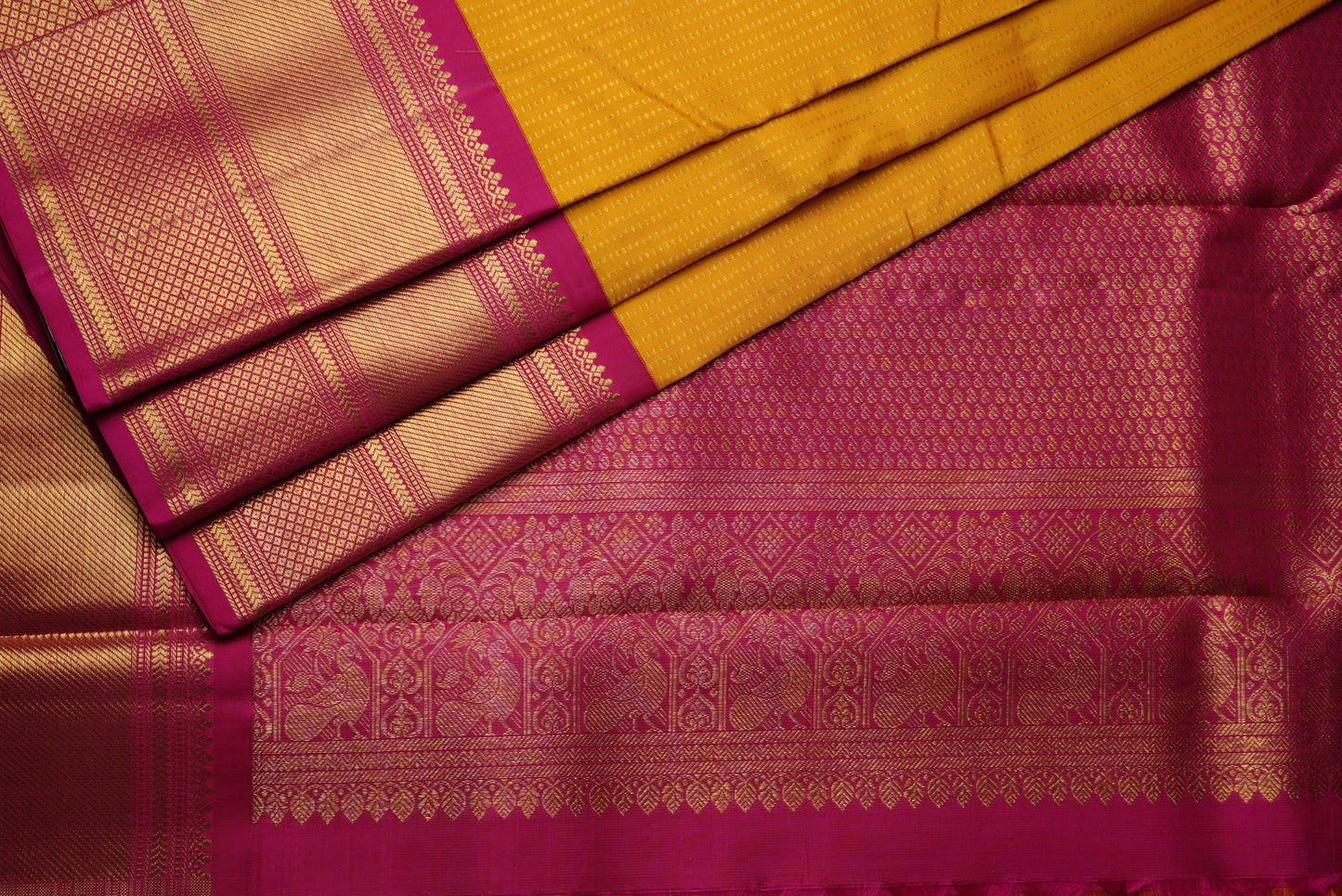 Ambaram Kanjivaram Silk Saree -AMB-MUYLME-056 (3 Gram Gold Zari)