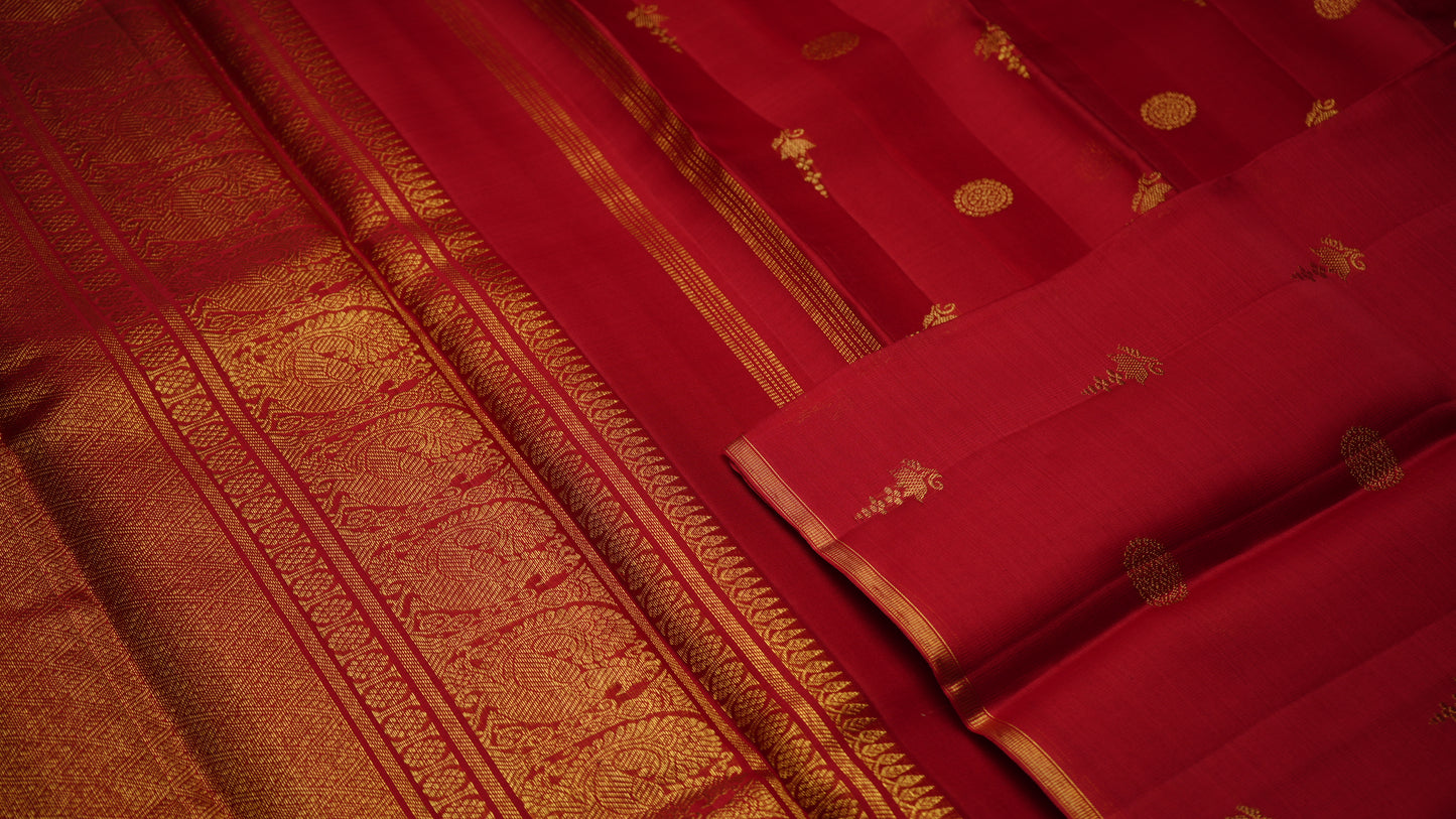 Ambaram Pure Silk Organza Kanjivaram Saree -AMB-CRMRD-064 (3 Gram Gold Zari)