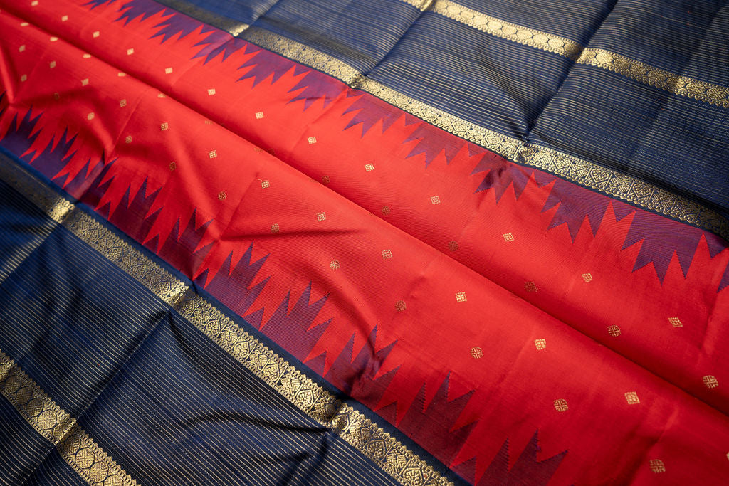 Amabaram Kanjivaram Silk Saree – AMB-RDG-007 (3 Gram Gold Zari)