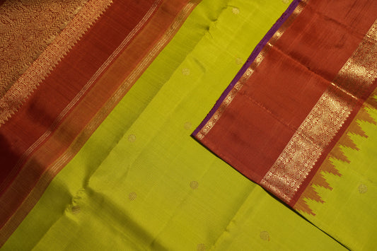 Ambaram Kanjivaram Silk Saree -AMB-PGBR-073 (3 Gram Gold Zari)