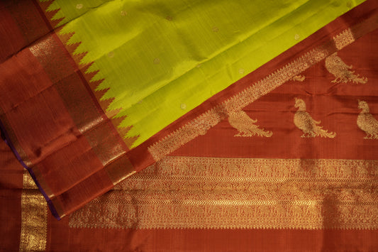 Ambaram Kanjivaram Silk Saree -AMB-PGBR-073 (3 Gram Gold Zari)