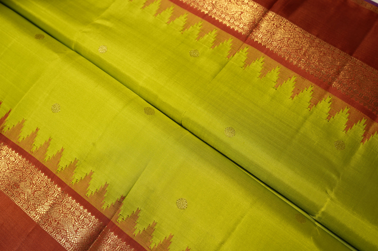 Ambaram Kanjivaram Silk Saree -AMB-PGBR-073 (3 Gram Gold Zari)