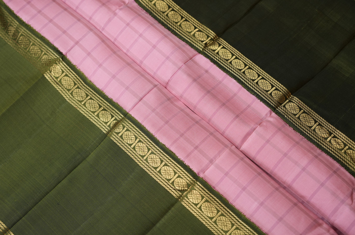 Ambaram Kanjivaram Silk Saree -AMB-PNKOL-020 (3 Gram Gold Zari)